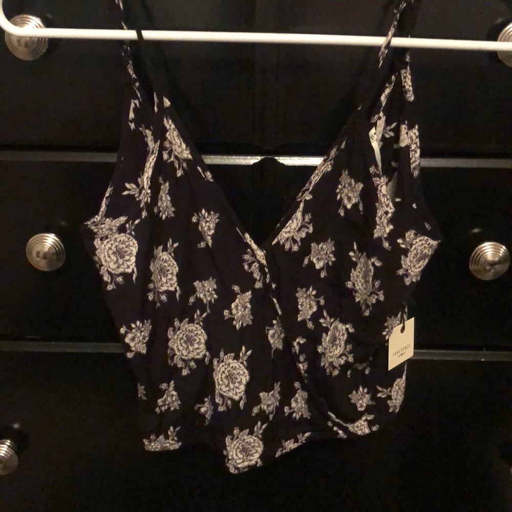 Forever 21 Flowered Cropped Tank